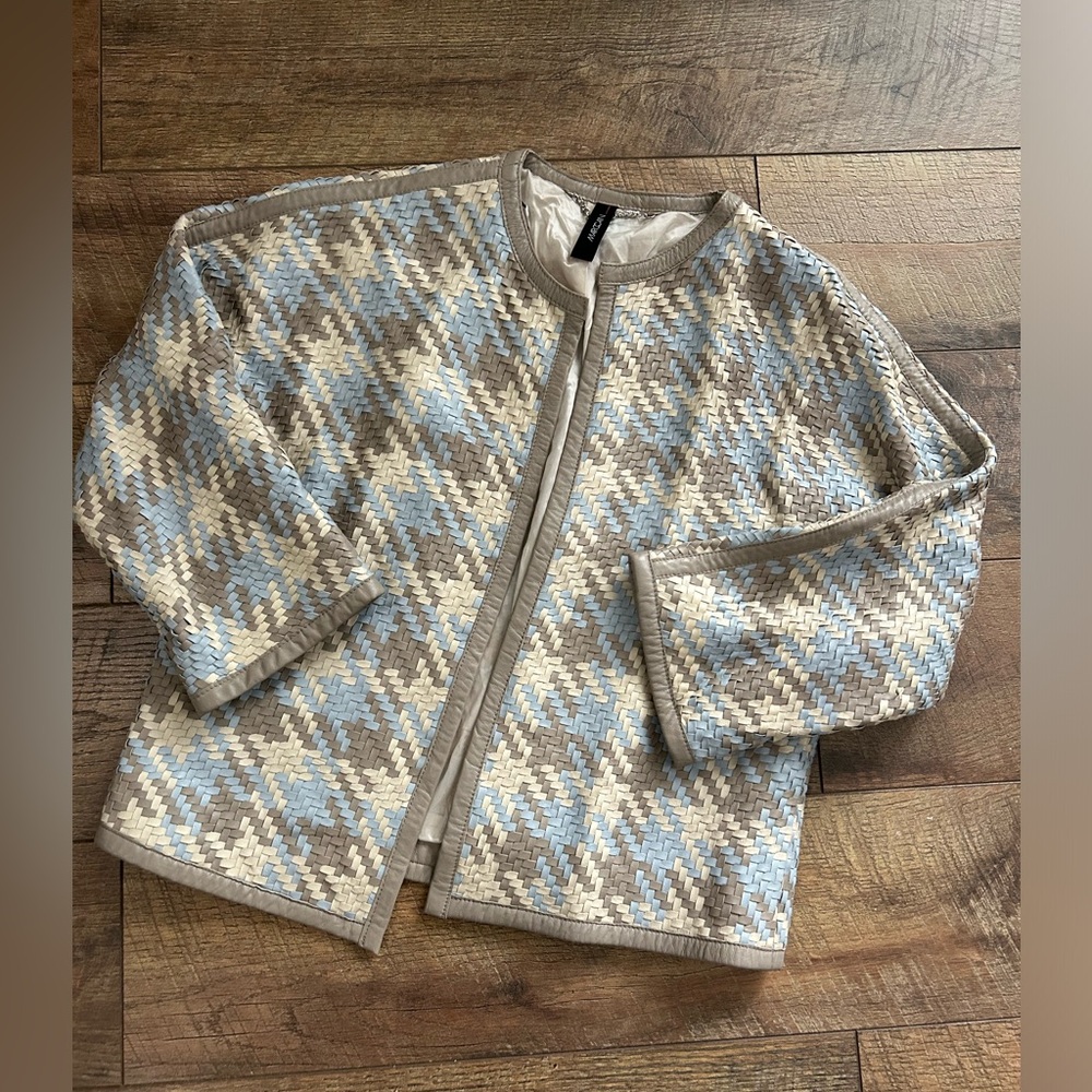 Beautiful Marc Cain leather woven jacket!!